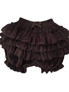 Black bow fluffy tiered shorts elastic waist shorts